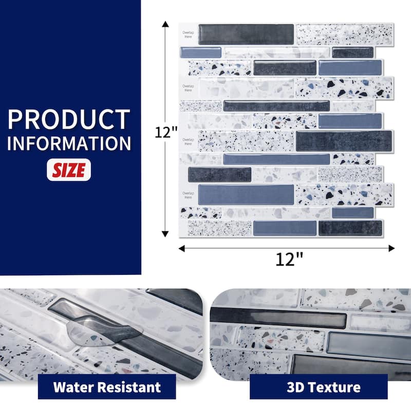 Art3d 12''X12'' Peel and Stick Backsplash Tile Stickers,Stick on Backsplash for Kitchen