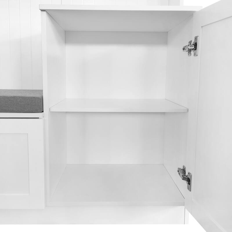 Hall Tree With Comfort And Storage Solutions, Functional Hallway Shoe Cabinet With Bench&Cushion,Coat Rack With Hooks