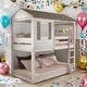 preview thumbnail 1 of 12, Rustic Twin Over Twin Bunk Bed with Built-in Ladder ,Guardrails White