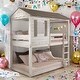 preview thumbnail 2 of 12, Twin Over Twin Bunk Bed with Built-in Ladder,Guardrails