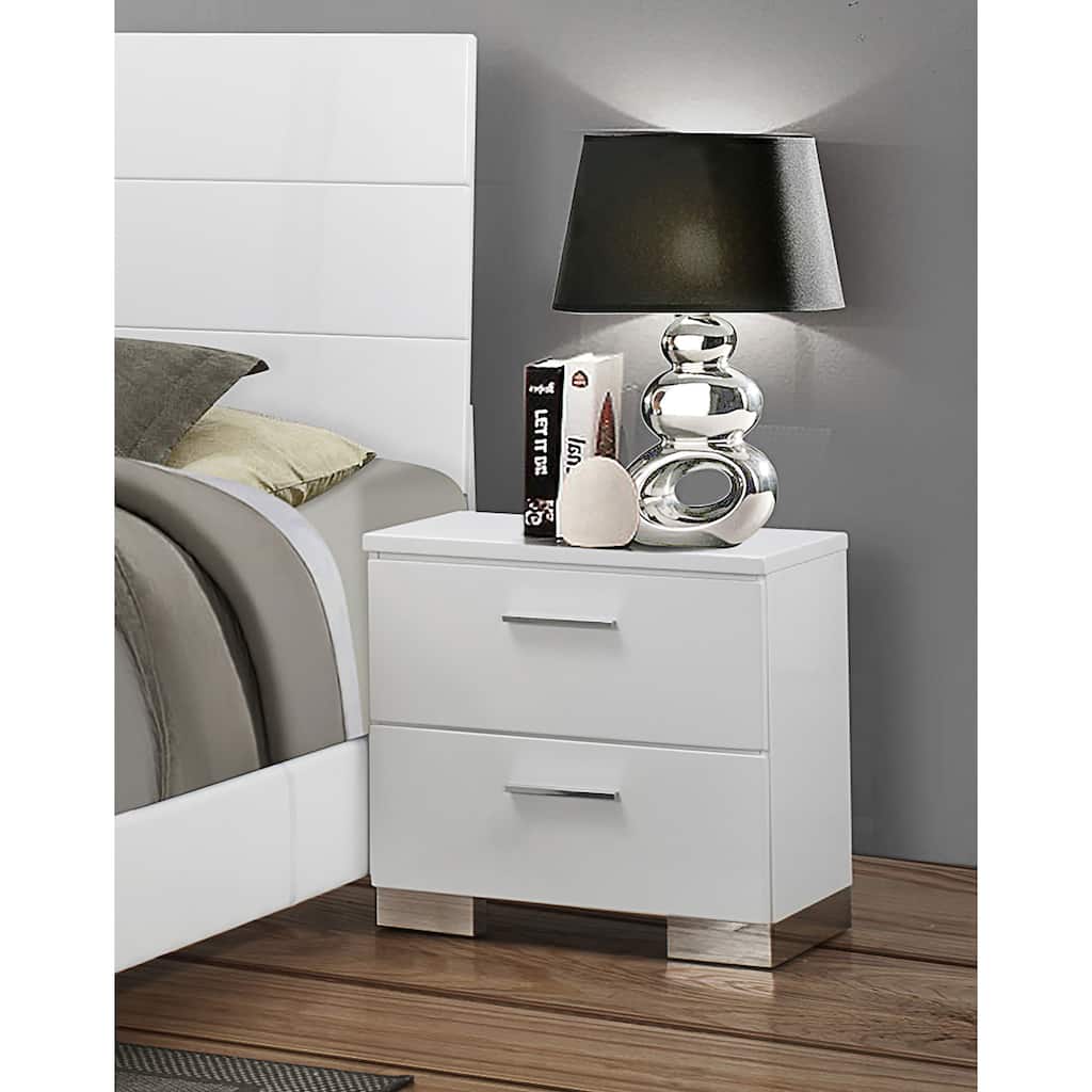 Dulcey White High Gloss 2-drawer Nightstand
