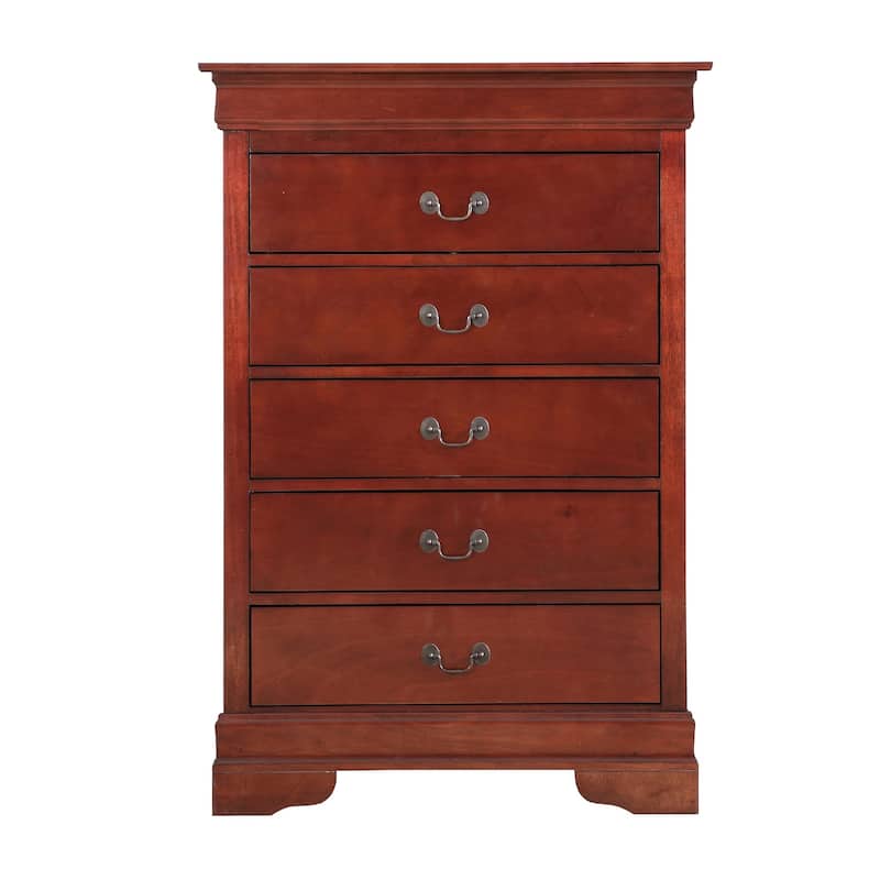 Wooden 5-Dovetailed Drawer Bedroom Chest - 48" - Brown