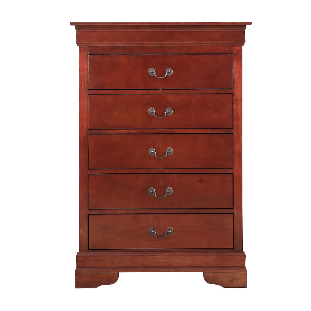 Wooden 5-Dovetailed Drawer Bedroom Chest - 48" - Brown
