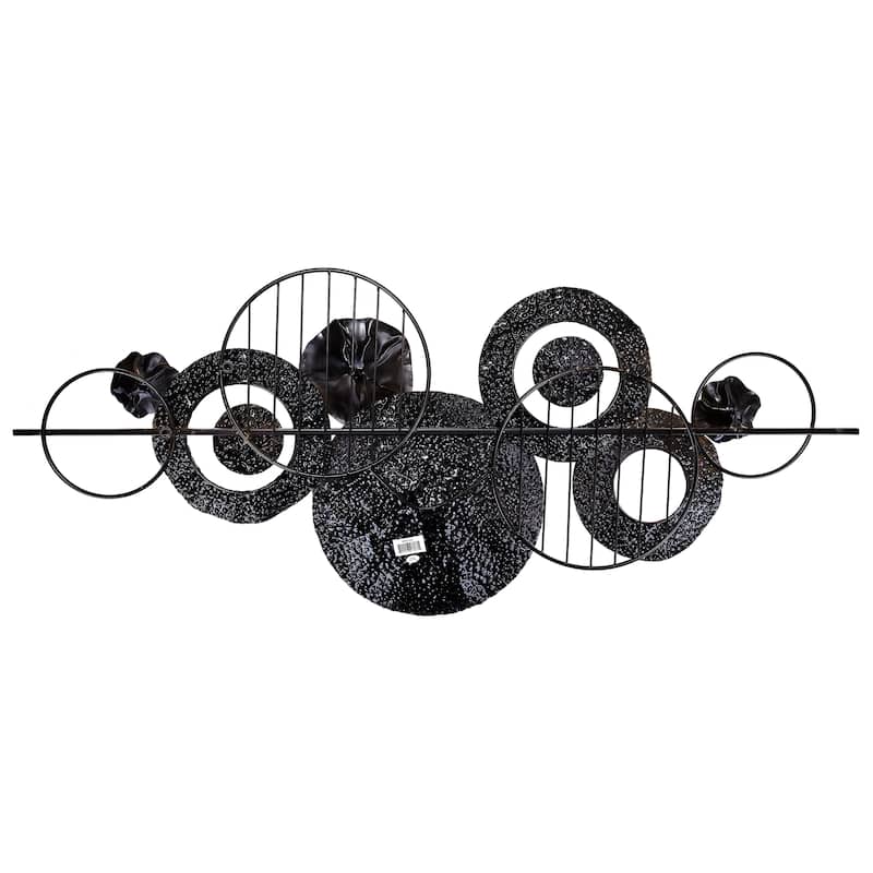 Gold White Multi Ring Metal Wall Art Horizontal Modern Decor 53"x23"