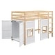 preview thumbnail 34 of 34, Twin Size Loft Bed with Built-in Storage Wardrobe & 2 Windows, Wooden Bed Frame w/Ladder & Safety Guardrail for Boys & Girls