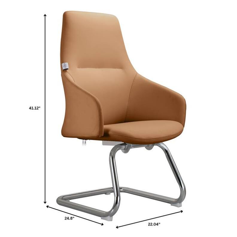 Celeste Modern Leather Office Chair with Iron Frame, Fixed Armrests, Foam Padding, Easy-Clean Upholstery & Quick Assembly