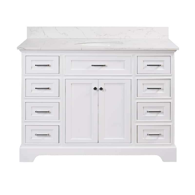 KitchenBathCollection Aria 48" Bathroom Vanity with Engineered Marble Top