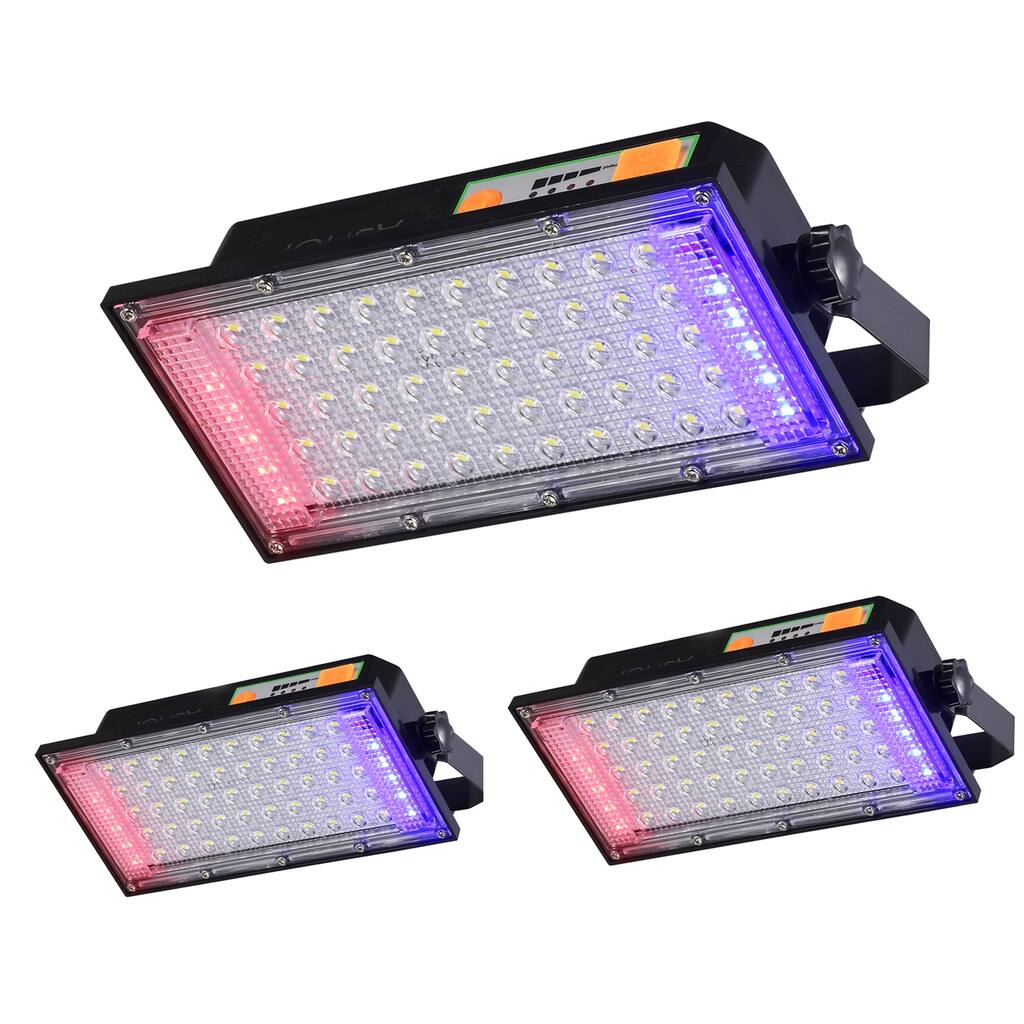 Portable Outdoor 7000-7500k Solar Powered Flood Lights Black 50w 3 pack