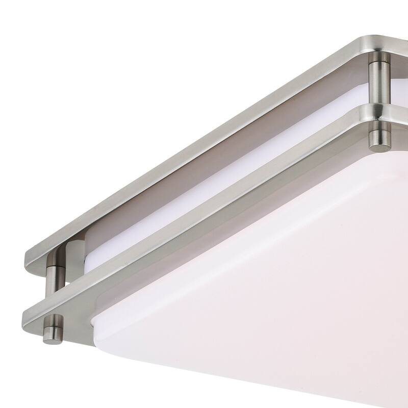 Flush Mount Ceiling Light - Satin Nickel Finish, White Shade - 16 Inch Modern Light Fixture - 3.5