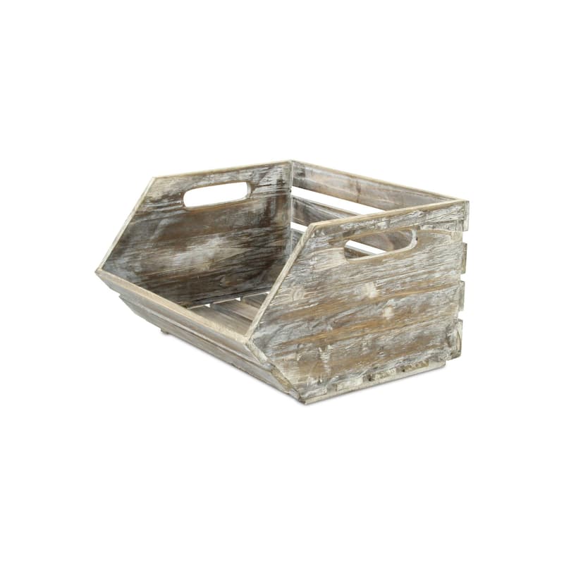 13" Brown Contemporary Stackable Storage with Side Handles
