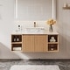 preview thumbnail 16 of 33, 36'' Single Bathroom Vanity with Glossy Sintered Stone Top, Light Wood & Dark Wood