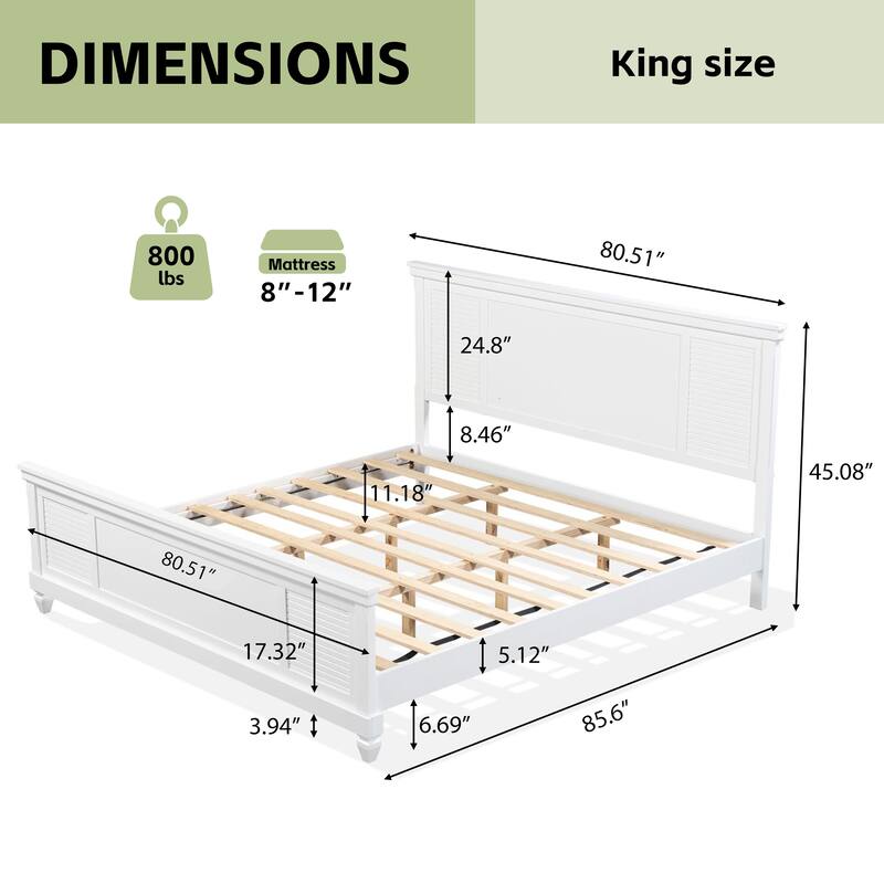 Christopher Knight Home - Elsa Elegant White Solid Wood Platform Bed with Farmhouse Style