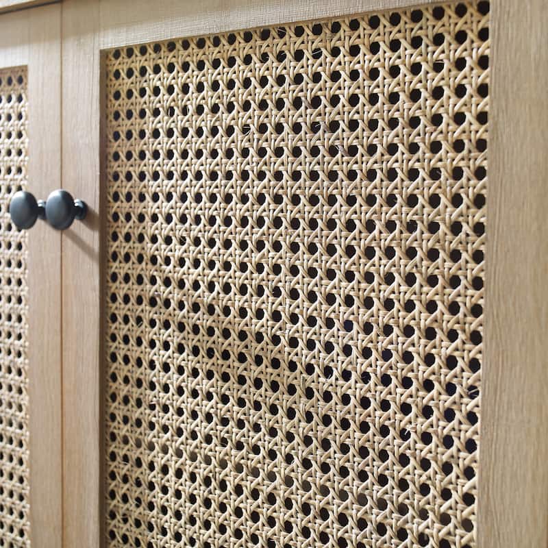 Art Leon Woven Rattan Wicker Accent Cabinet