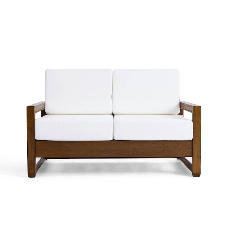 Patio Teak Wood Outdoor Loveseat with Cushion