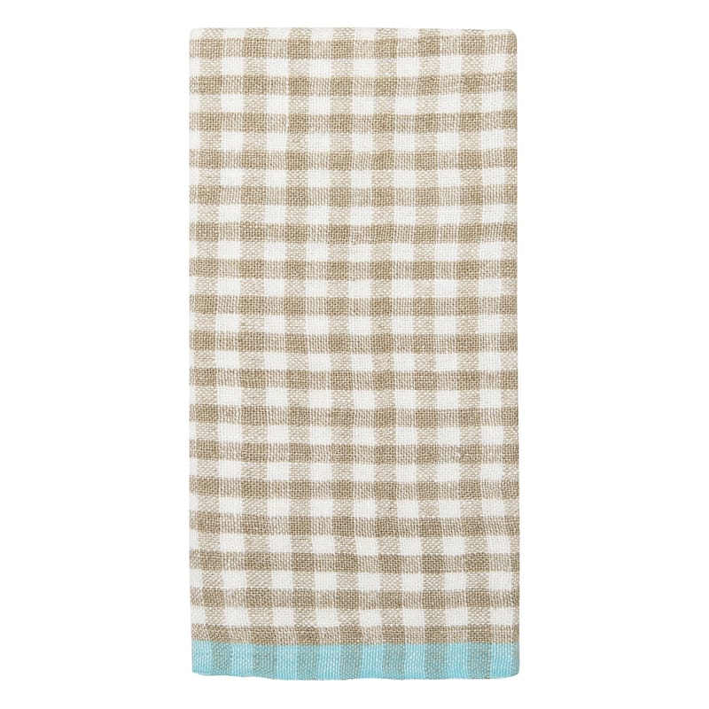 Caravan Gingham Towels - Set of 2 - Natural/Aqua - 20x30