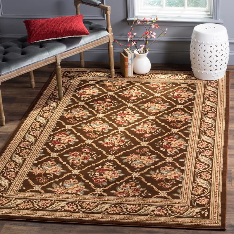 SAFAVIEH Lyndhurst Argelia Traditional Oriental Trellis Rug - 6'7" x 9'6" - Brown/Brown