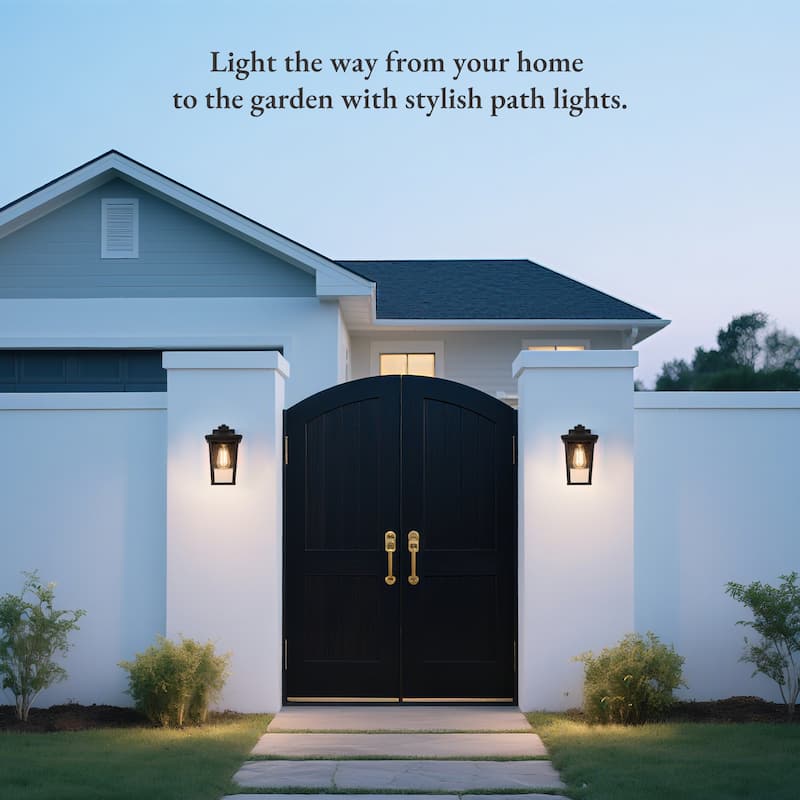 Farmhouse 1-Light Black Outdoor Porch Wall Sconce Patio Lantern - W6.5"x H11"x E8.7"