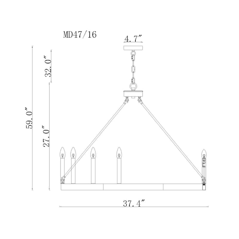 Kreka 37 Inch Wagon Wheel Farmhouse Modern Chandelier 16-Light