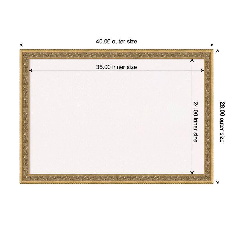 Carter Dark Gold Wood Framed Cork Board - Bulletin Board, Organization Board, Pin Board - White - 40 x 28 in