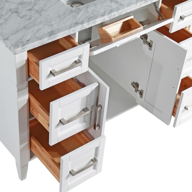 Vanity Art 48-Inch Bathroom Vanity Set with Carrara Marble Top - 22 x 48 x 36 Inches