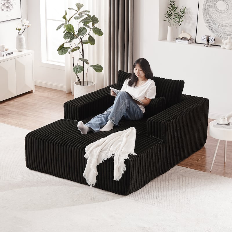 Modern 75" Corduroy Lounge Chair, Soft and Comfortable Sleeper Sofa with Pillow Support for Indoor Spaces