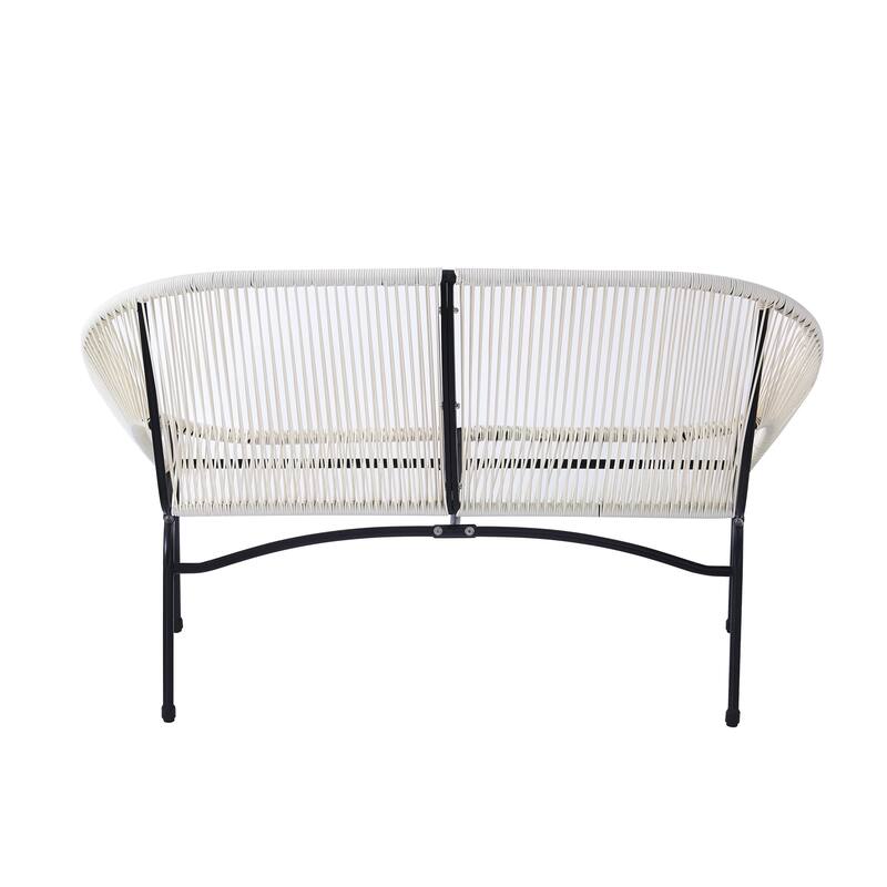 Roomfitters Condessa Outdoor Wicker Loveseat with Hammock Weave, Modern