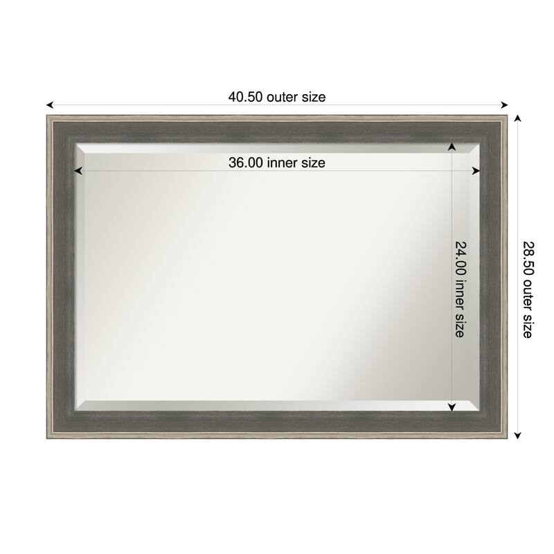 Cottage Beveled Wood Framed Bathroom Vanity Wall Mirror - Cottage Grey Silver - 41 x 29 in