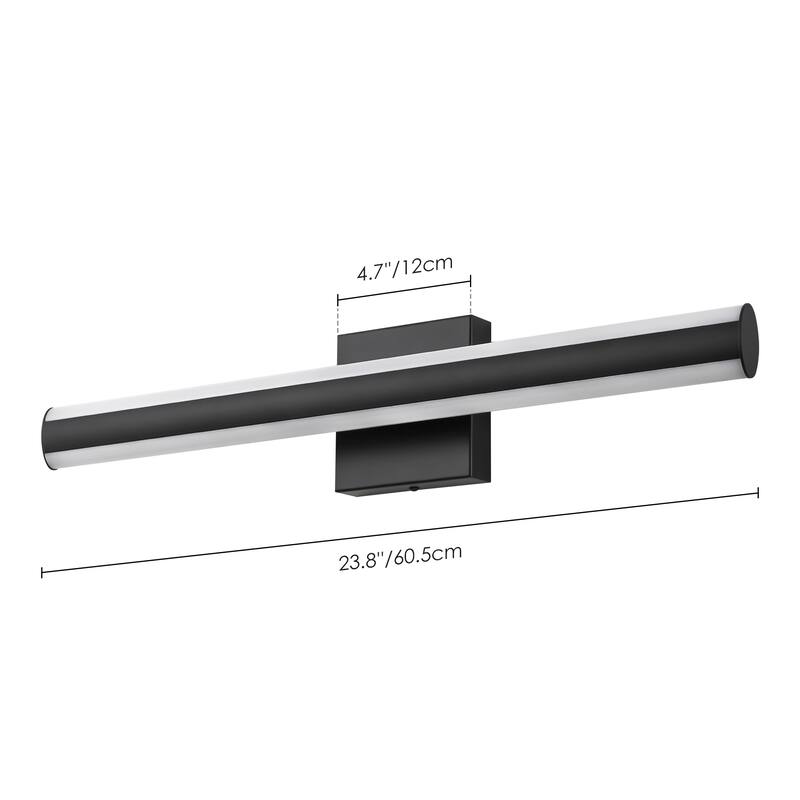 2-Light Modern Black Linear LED Bathroom Vanity Light - 23.8 in. W x 4.3 in. H x 3.3 in. D
