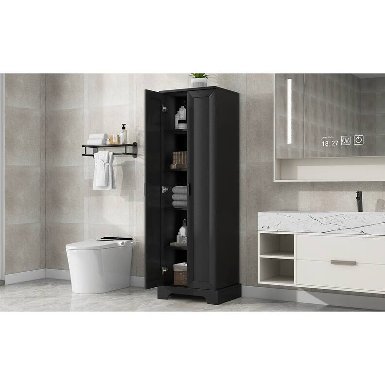 Storage Cabinet with Two Doors for Bathroom, Office, Adjustable Shelf, MDF Board