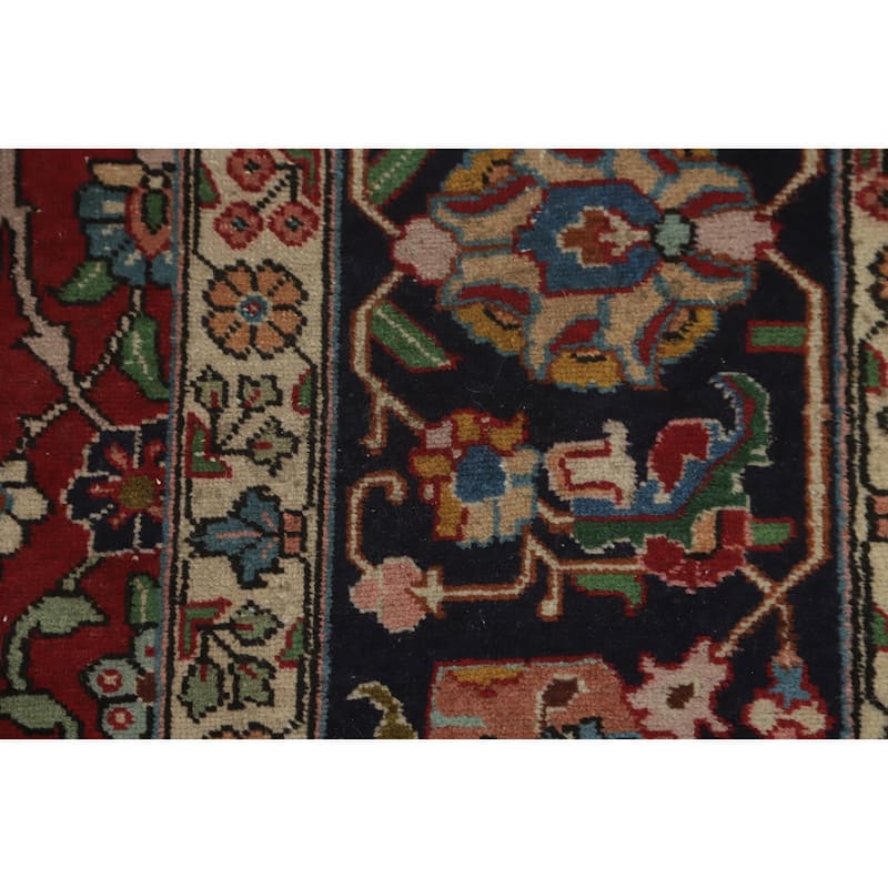 Hand Knotted Oriental 100% Wool Carpet Traditional Floral Oranges & Rust Tabriz Area Rug - 12' 11'' X 9' 8''