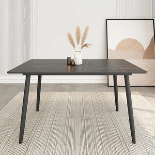 Rectangle Sintered Stone Dining Table with Metal Legs - Bed Bath ...