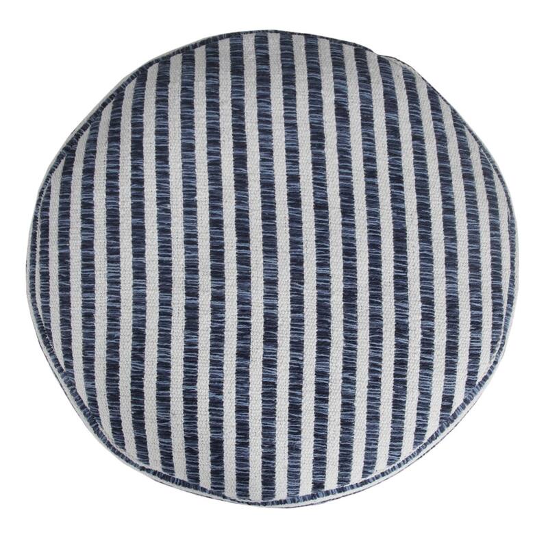 HomeRoots 18" Blue 100% Cotton Ottoman