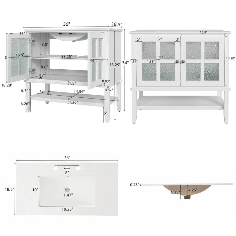 Christopher Knight Home 36" Stylish and Functional Bathroom Vanity with Sink