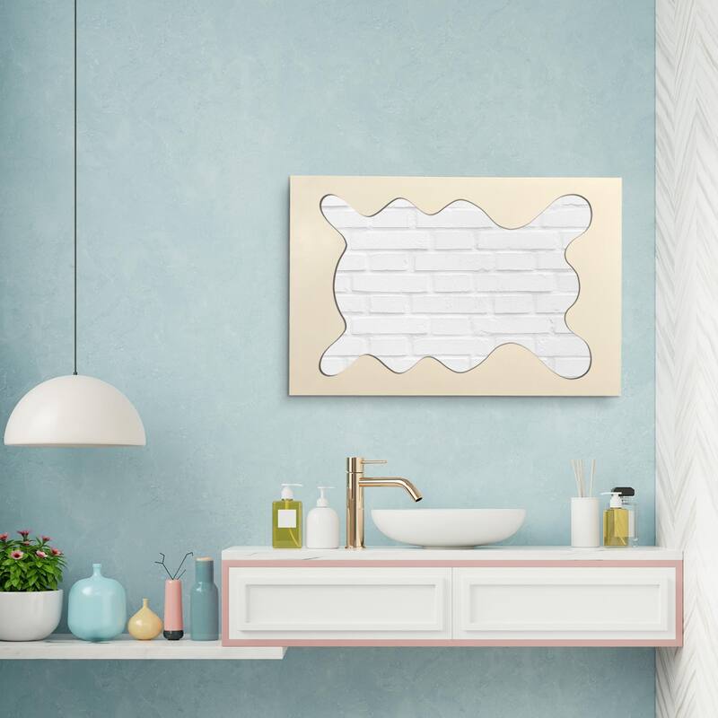 Decorative Irregular Scalloped Wall Mirror - 40 x 26 Inches