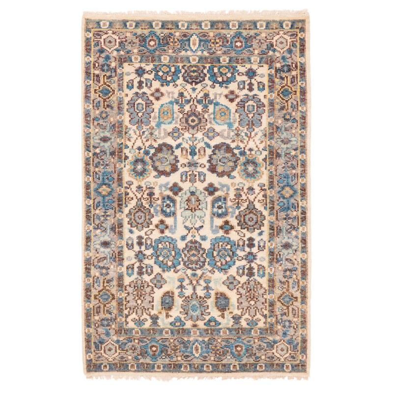 ECARPETGALLERY Hand-knotted Modern Oushak Ivory Wool Rug - 3'10 x 6'3