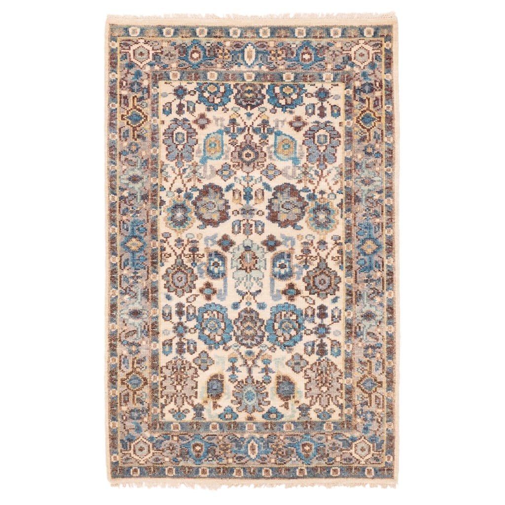 ECARPETGALLERY Hand-knotted Modern Oushak Ivory Wool Rug - 3'10 x 6'3