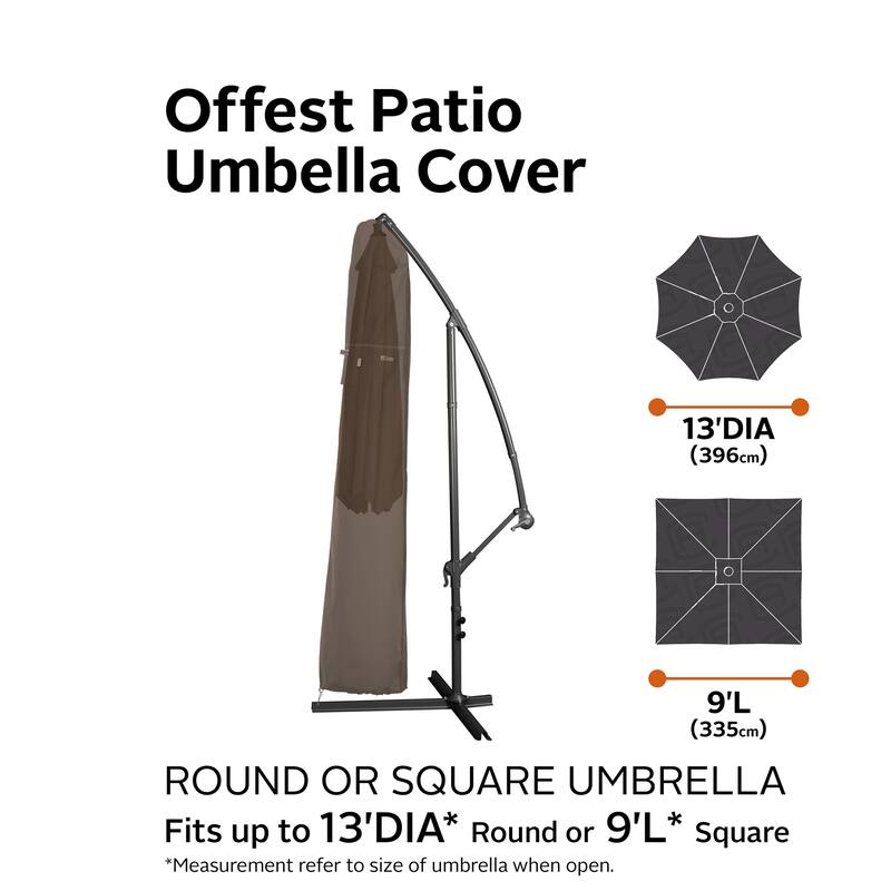 Classic Accessories Madrona Waterproof 13 Foot Offset Patio Umbrella Cover