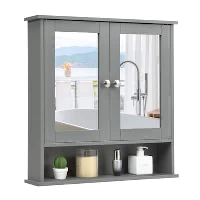Bathroom Wall Mirror Cabinet with Doors and Shelves