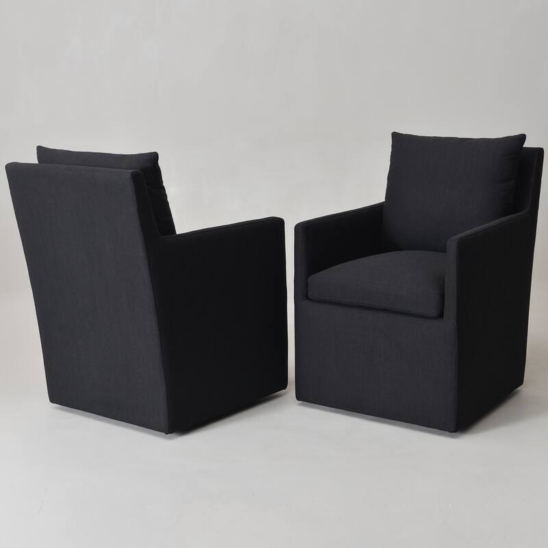 KINWELL Performance Fabric Upholstered Rolling Dining Armchair (Set of 2)
