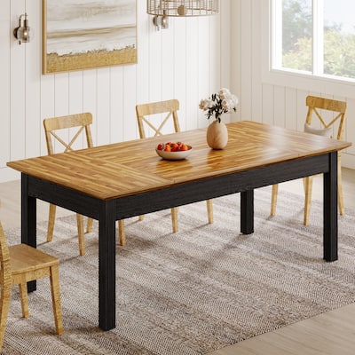 62-Inch Rectangular Kitchen Table with Solid Wood Legs