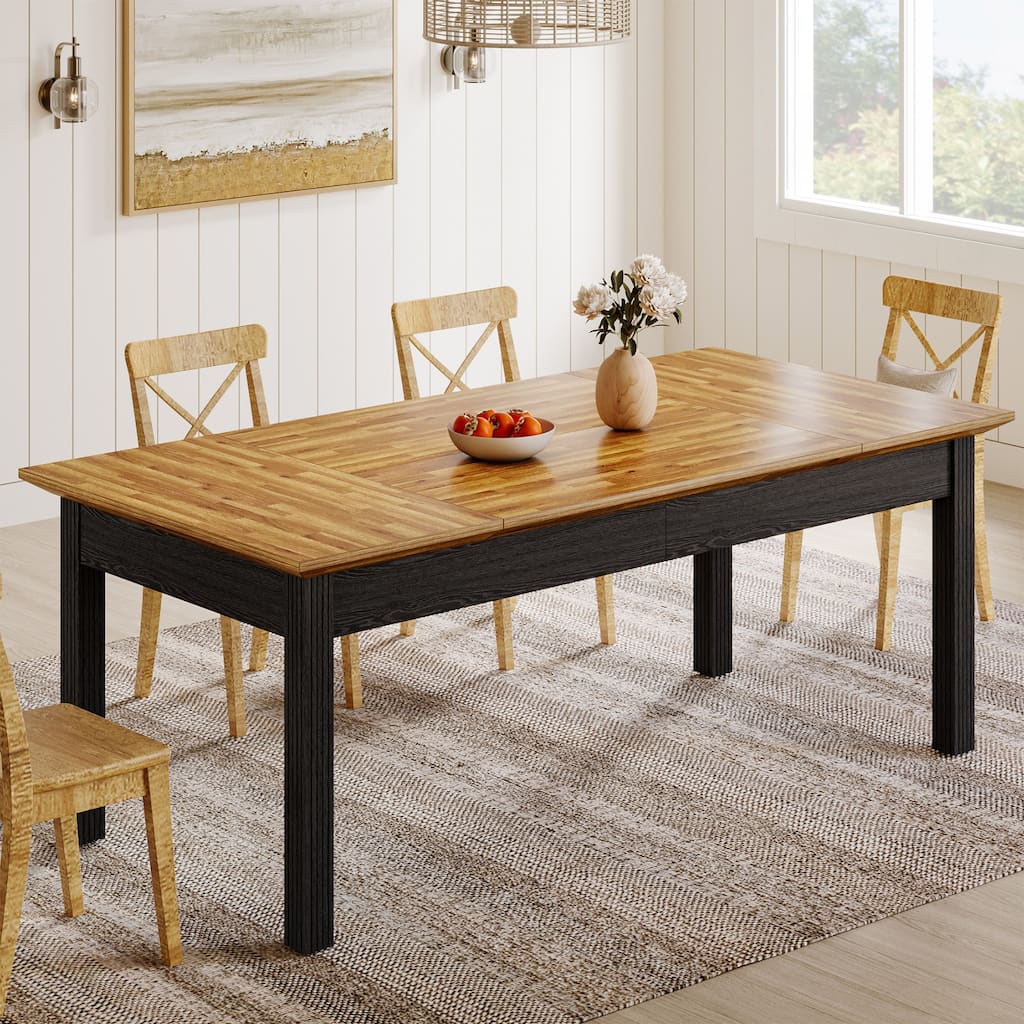 62-Inch Rectangular Kitchen Table with Solid Wood Legs