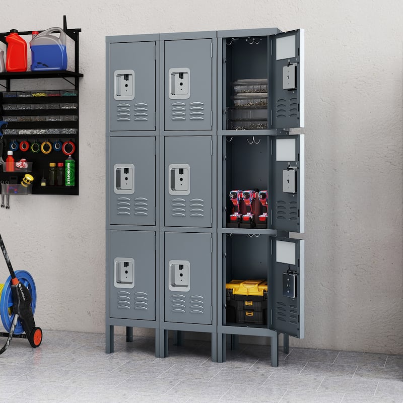 66"H Metal Lockers for Employees with 3 Door Storage Locker for Employees Gym School Home Office Garag