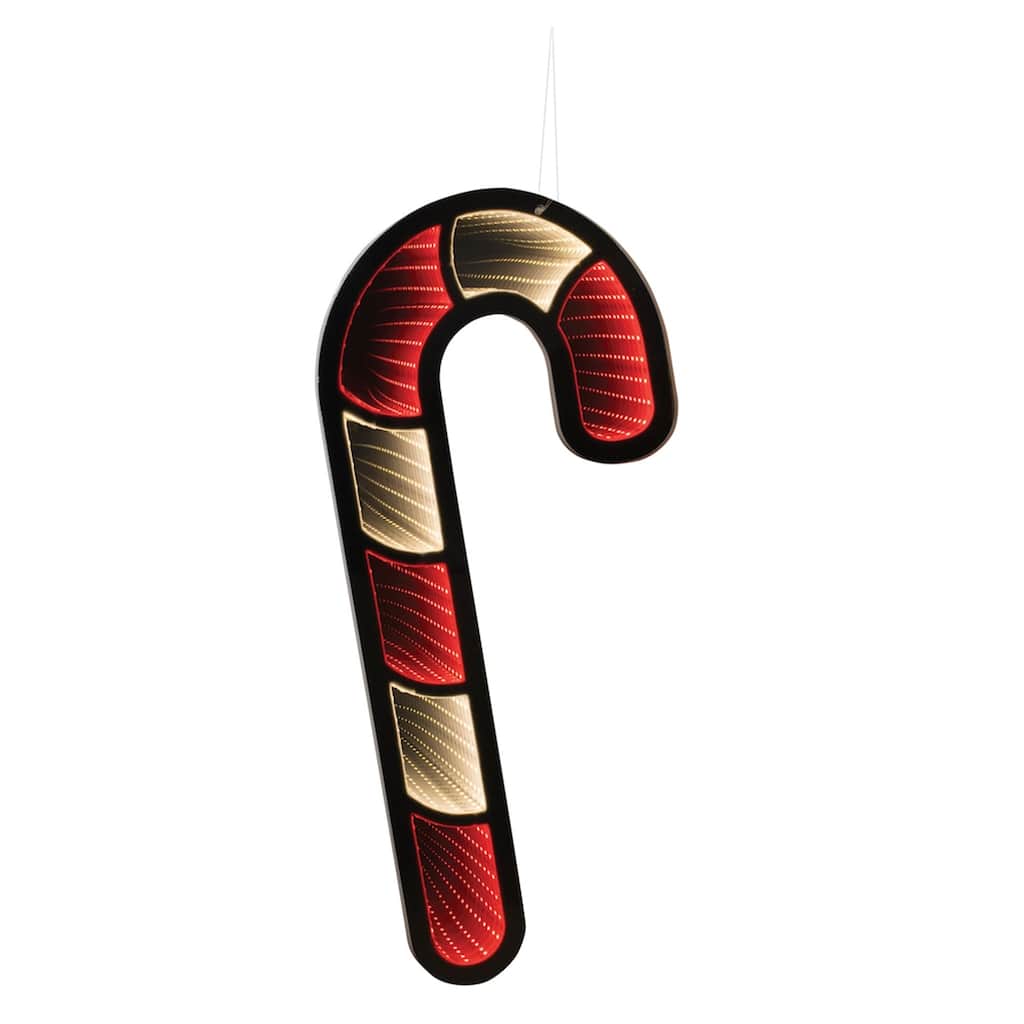 LED 3D Candy Cane Hanging Christmas Tunnel Light - 23.5" - Red and Yellow