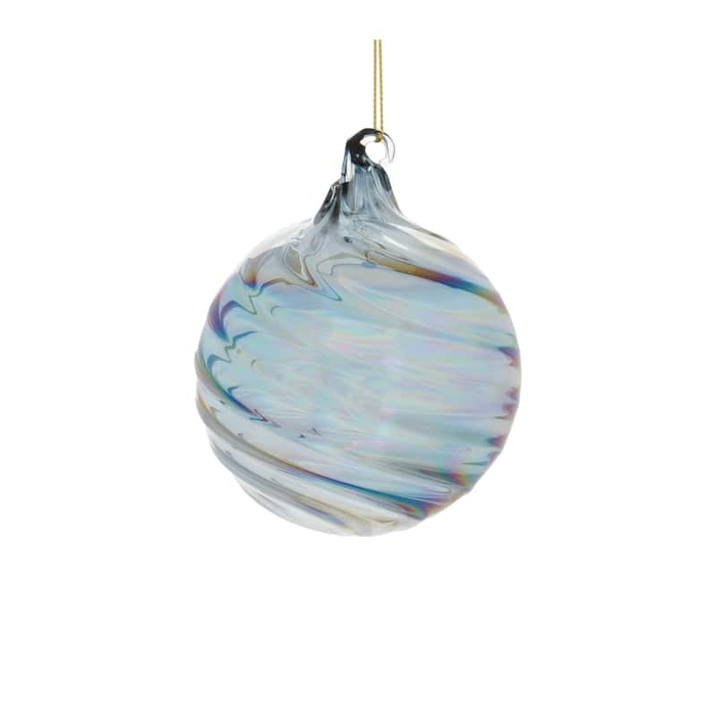Iridescent Swirl Glass Christmas Ornaments - 5" - Blue - 12ct