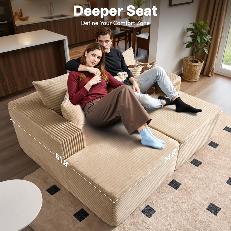 OVIOS Plush Sponge Double Chaise Lounge Sofa