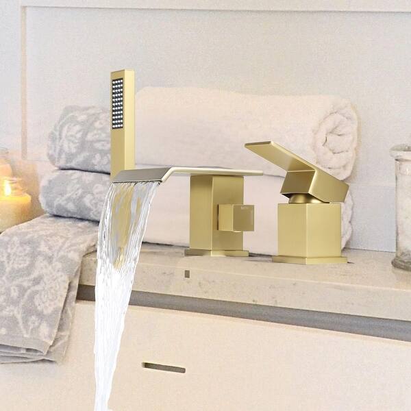 slide 2 of 52, Solid Brass Waterfall Roman Tub Faucet with Hand Shower