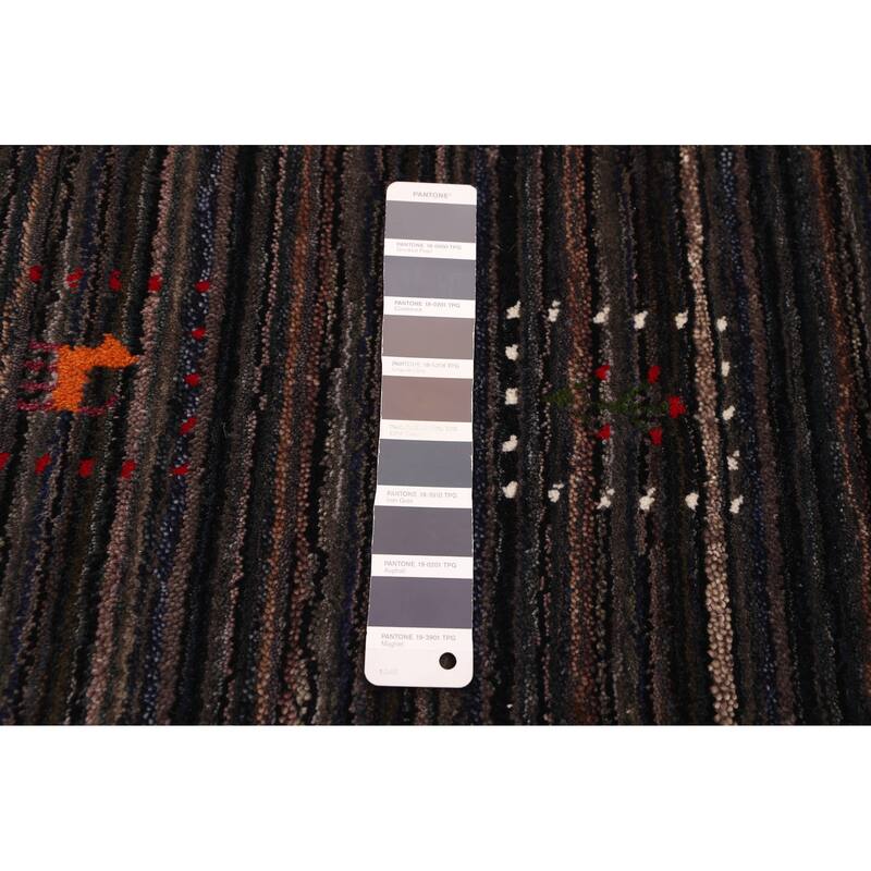 ECARPETGALLERY Hand Loomed Kashkuli Gabbeh Dark Grey Wool Rug - 5'0 x 7'11