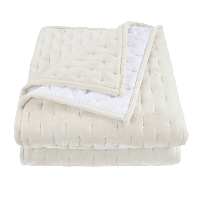 HiEnd Accents Stella Solid Color Faux Silk Velvet Romantic Modern Rustic 3 Piece Quilt Set with Pillow Shams