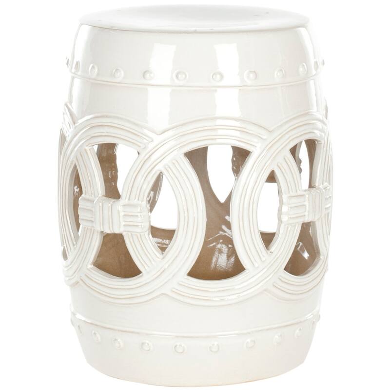 SAFAVIEH Paradise Sarlota Double Coin Blue-Green Ceramic Decorative Garden Stool