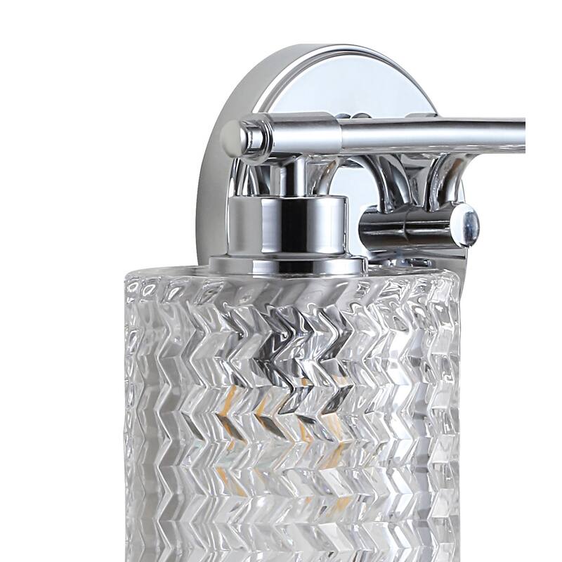 Manhattan Vintage Iron/Chevron Pattern Glass Farmhouse Cottage LED Vanity Light, by JONATHAN Y